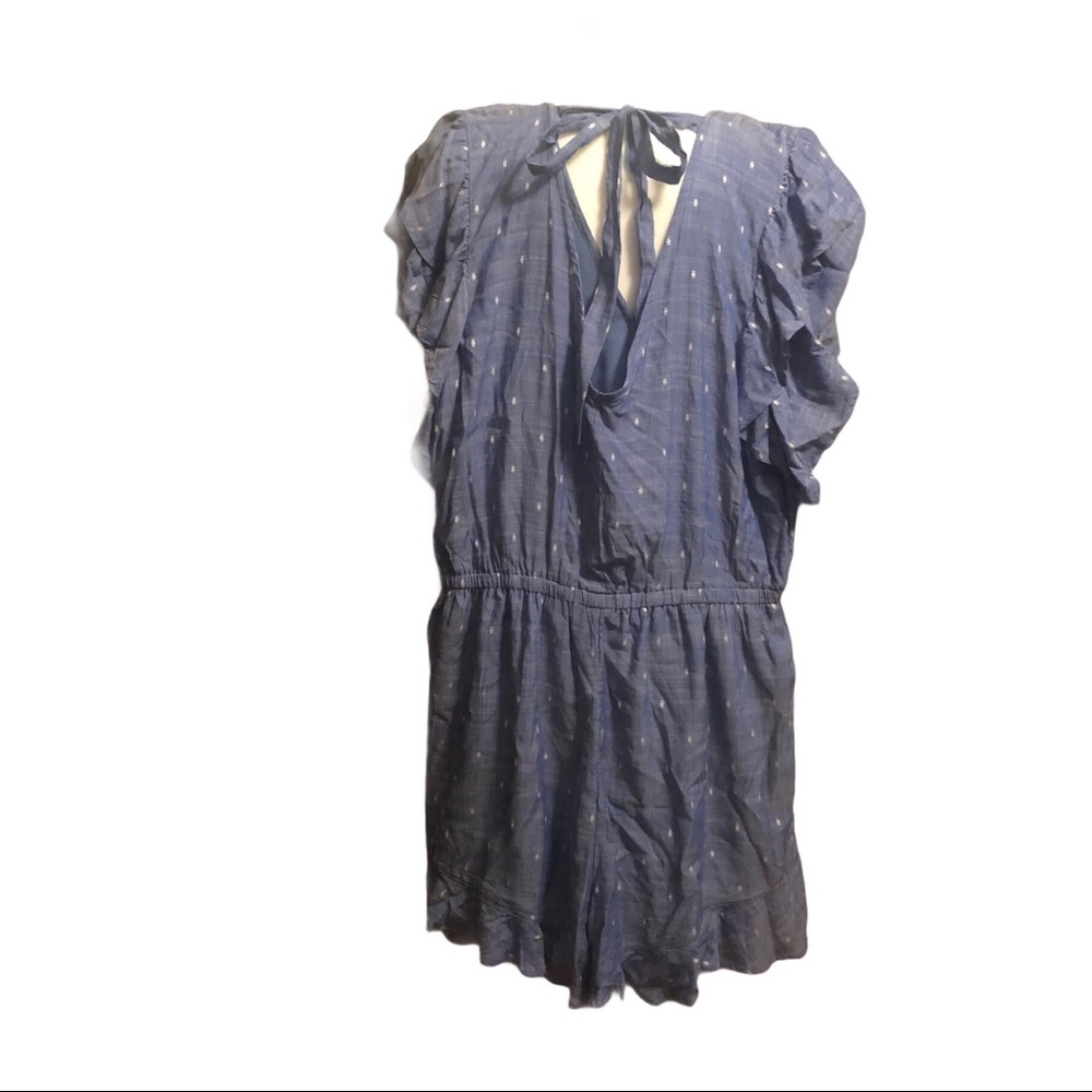 EUC AEO Chambray print Romper Sz L - Picture 3 of 13